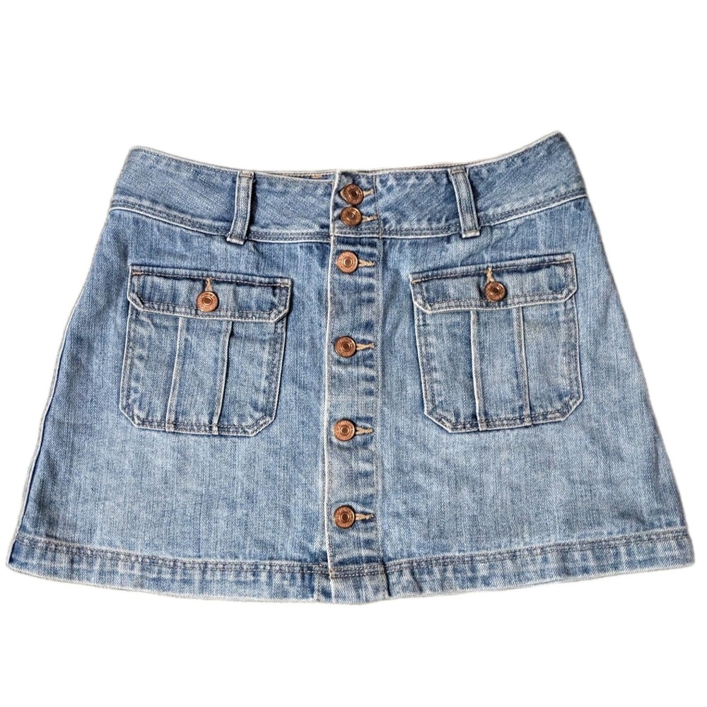 Denim Mini Skirt Abercrombie & Fitch Size 2 Natural Rise Button Fly Pockets 13.5